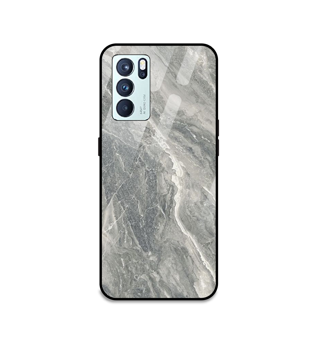Graphite Grey Marble - Glass Case For Oppo Models