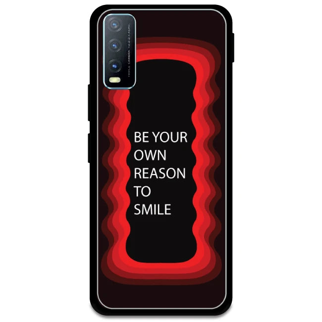 'Be Your Own Reason To Smile' - Red Glossy Metal Silicone Case For Vivo Models