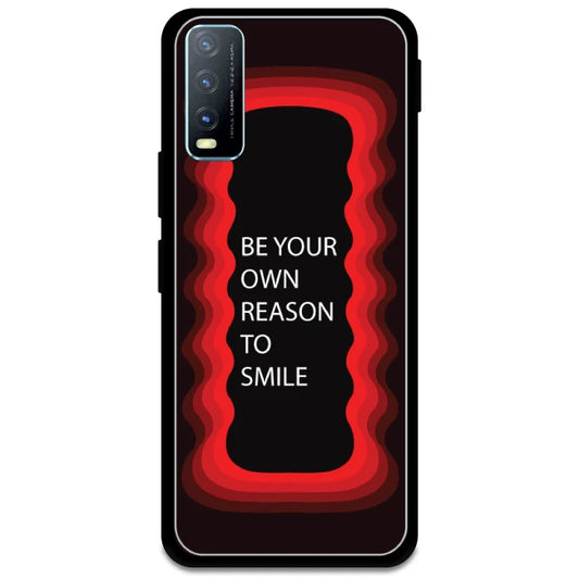 'Be Your Own Reason To Smile' - Red Glossy Metal Silicone Case For Vivo Models