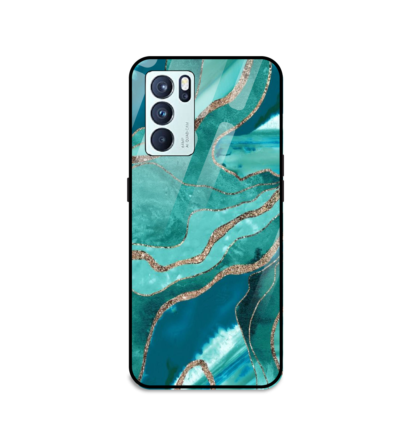 Green Marble - Glass Case For Oppo Models