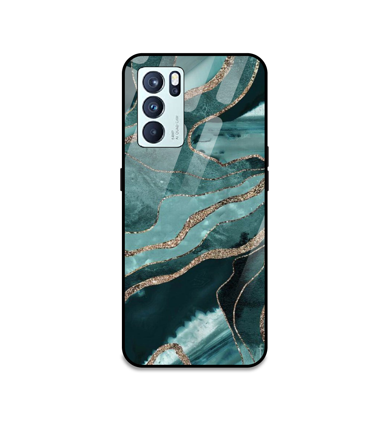 Olive Green Marble - Glass Case For Oppo Models