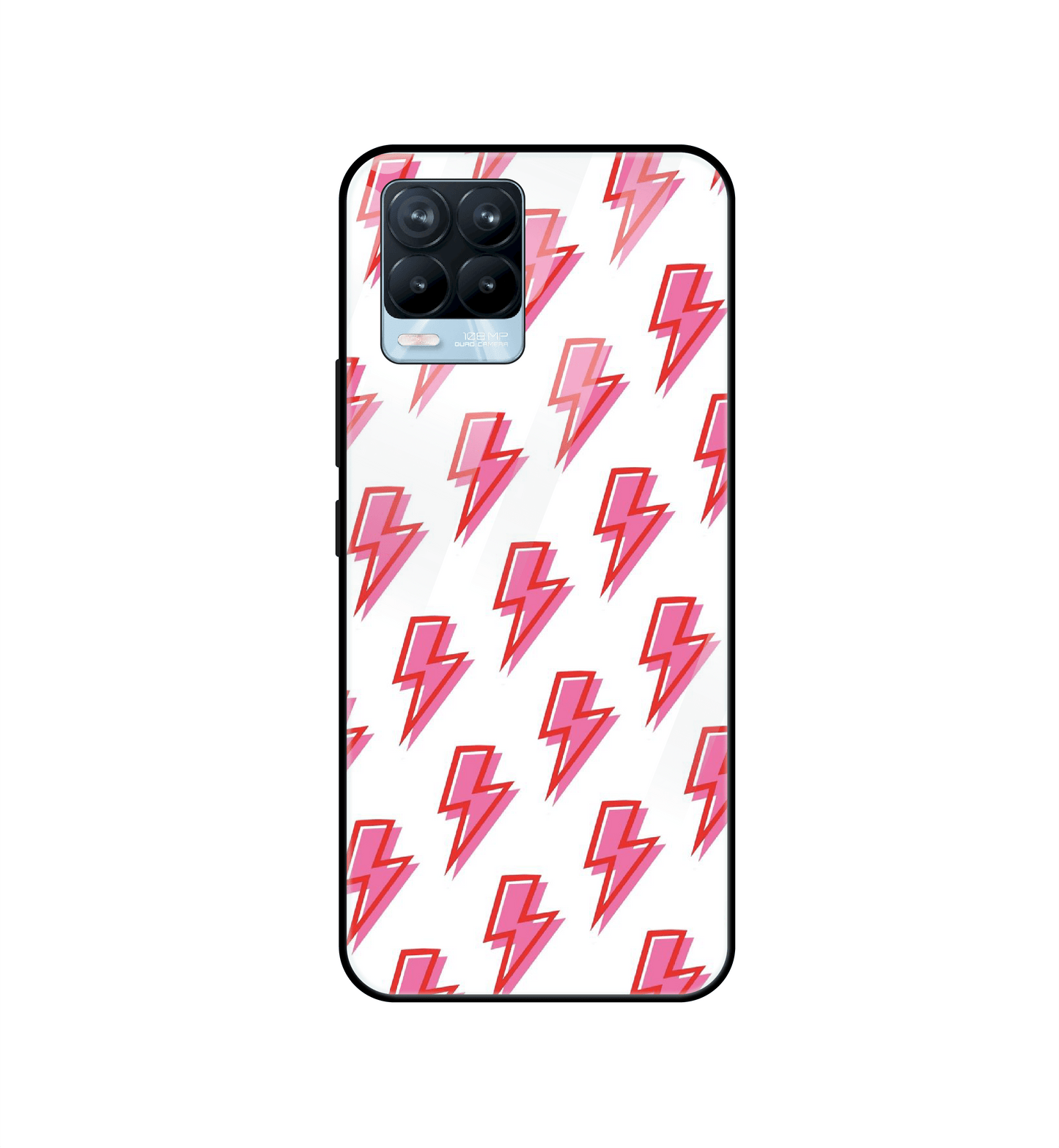 Pink Lightning Bolts - Glass Case For Realme Models