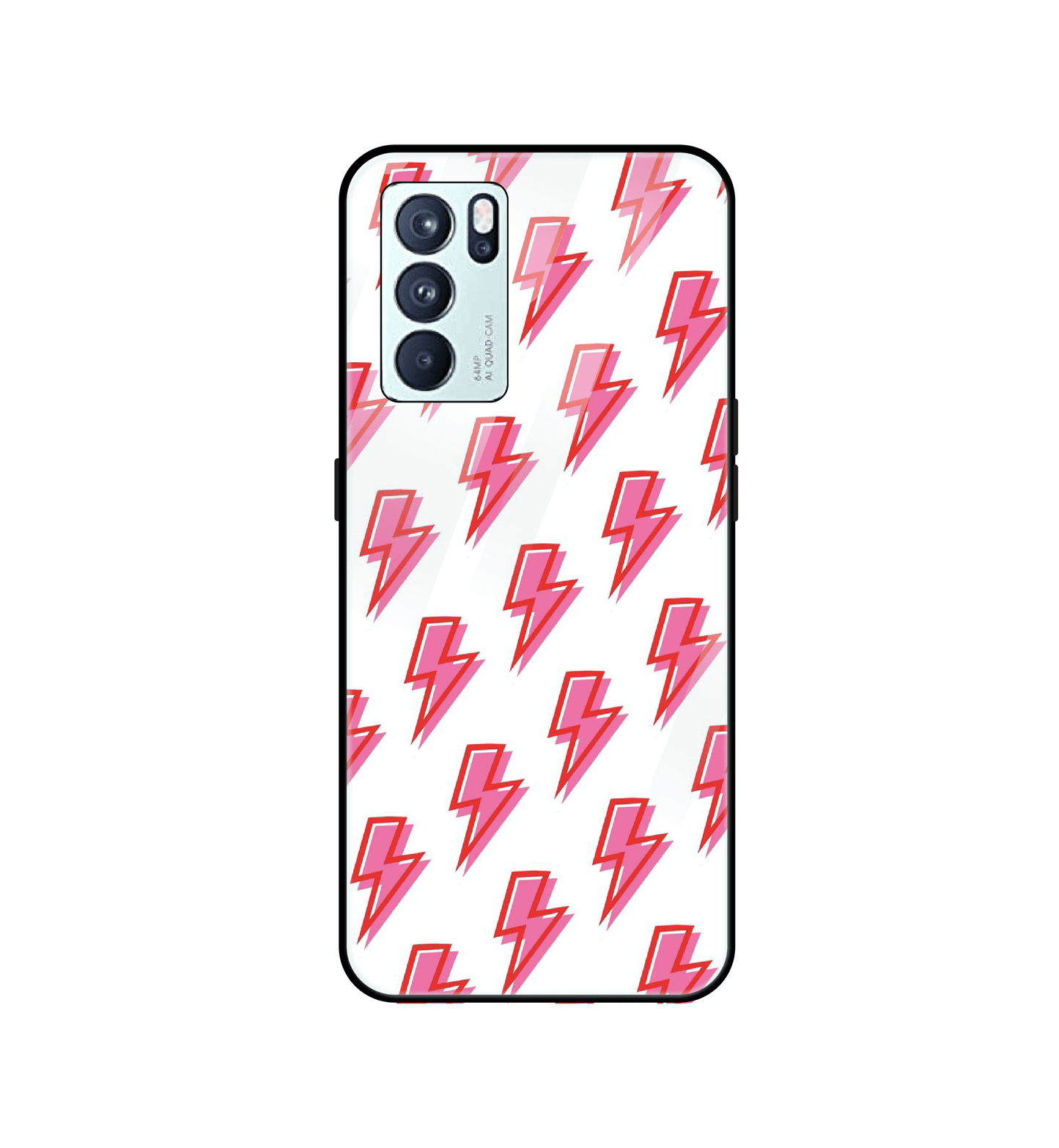 Pink Lightning Bolts - Glass Case For Oppo Models