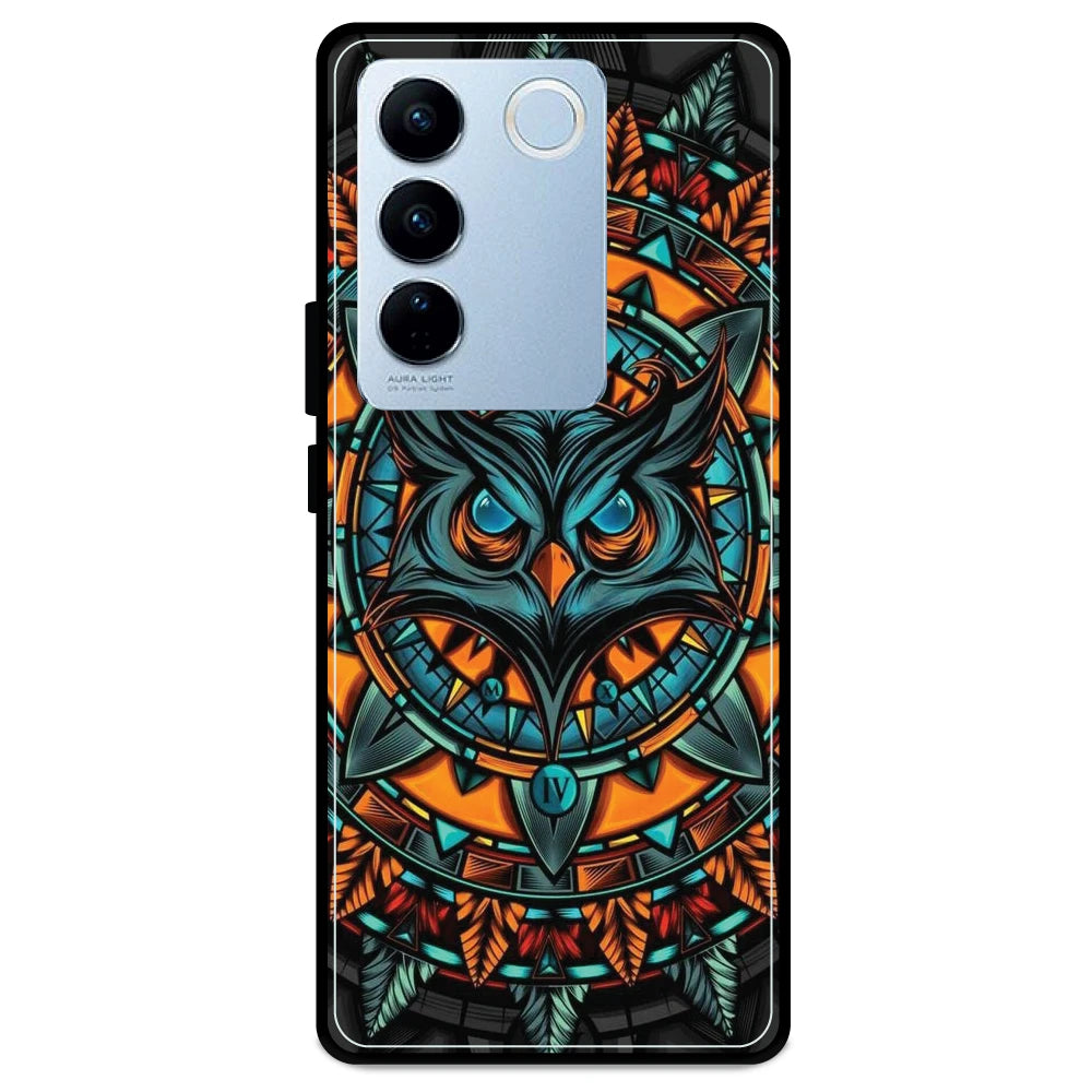 Owl Art - Glossy Metal Silicone Case For Vivo Models