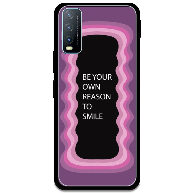 'Be Your Own Reason To Smile' - Pink Glossy Metal Silicone Case For Vivo Models