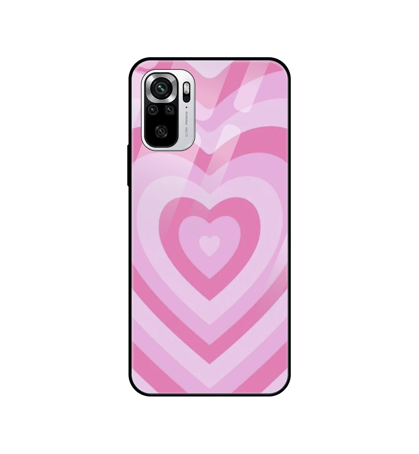 Pink Hearts - Glass Case For Redmi Models