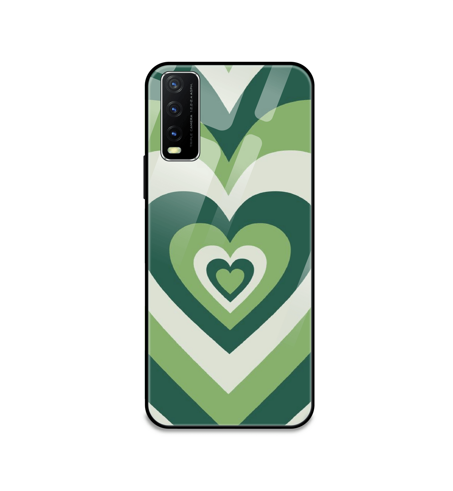 Dark Green Hearts - Glass Case For Vivo Models