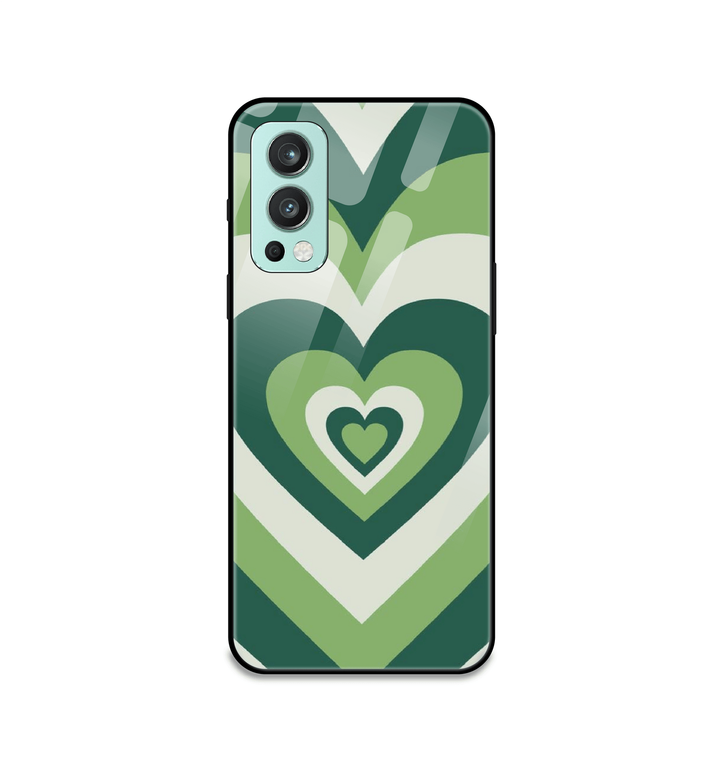 Dark Green Hearts - Glass Case For OnePlus Models