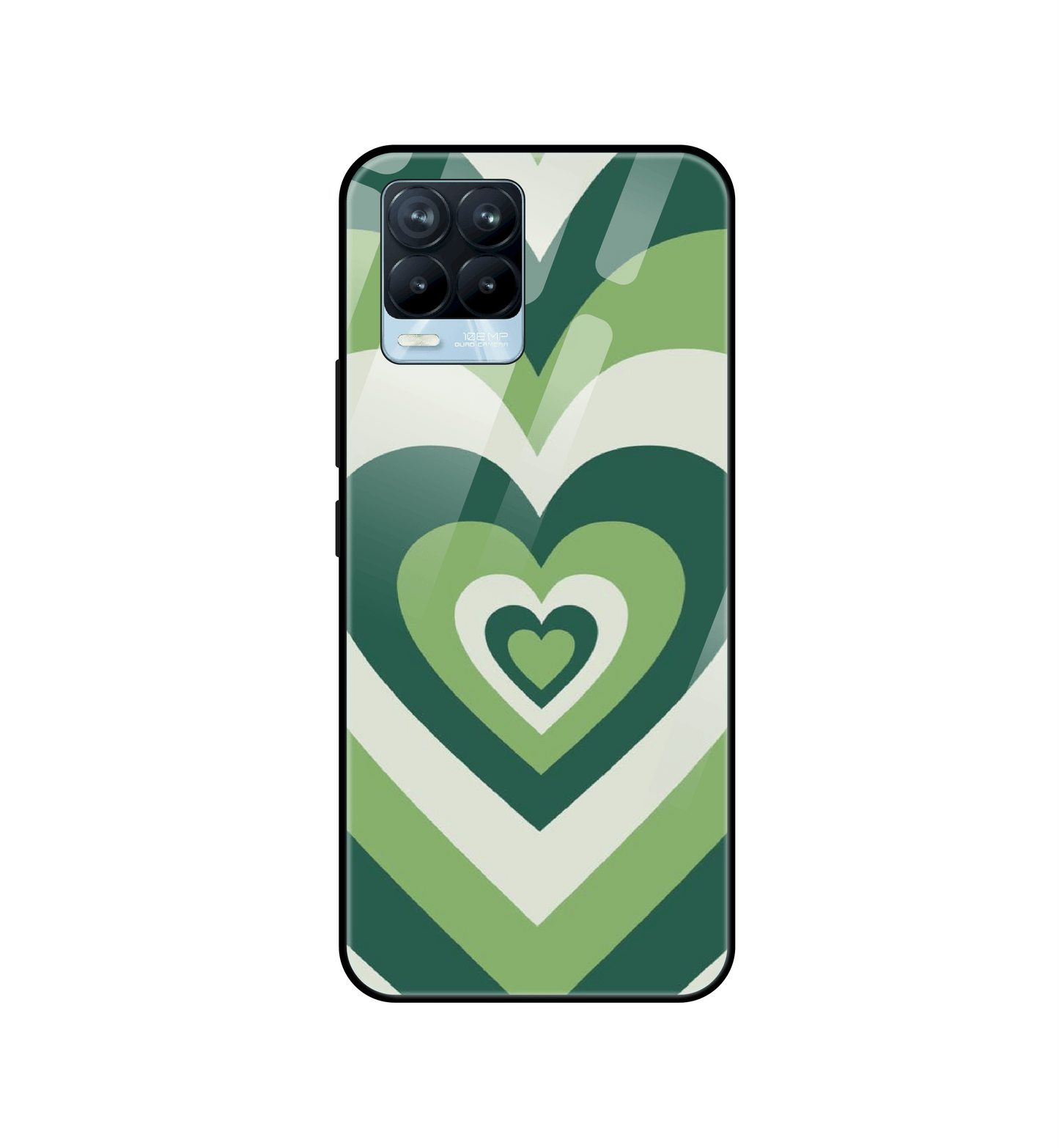 Dark Green Hearts - Glass Case For Realme Models
