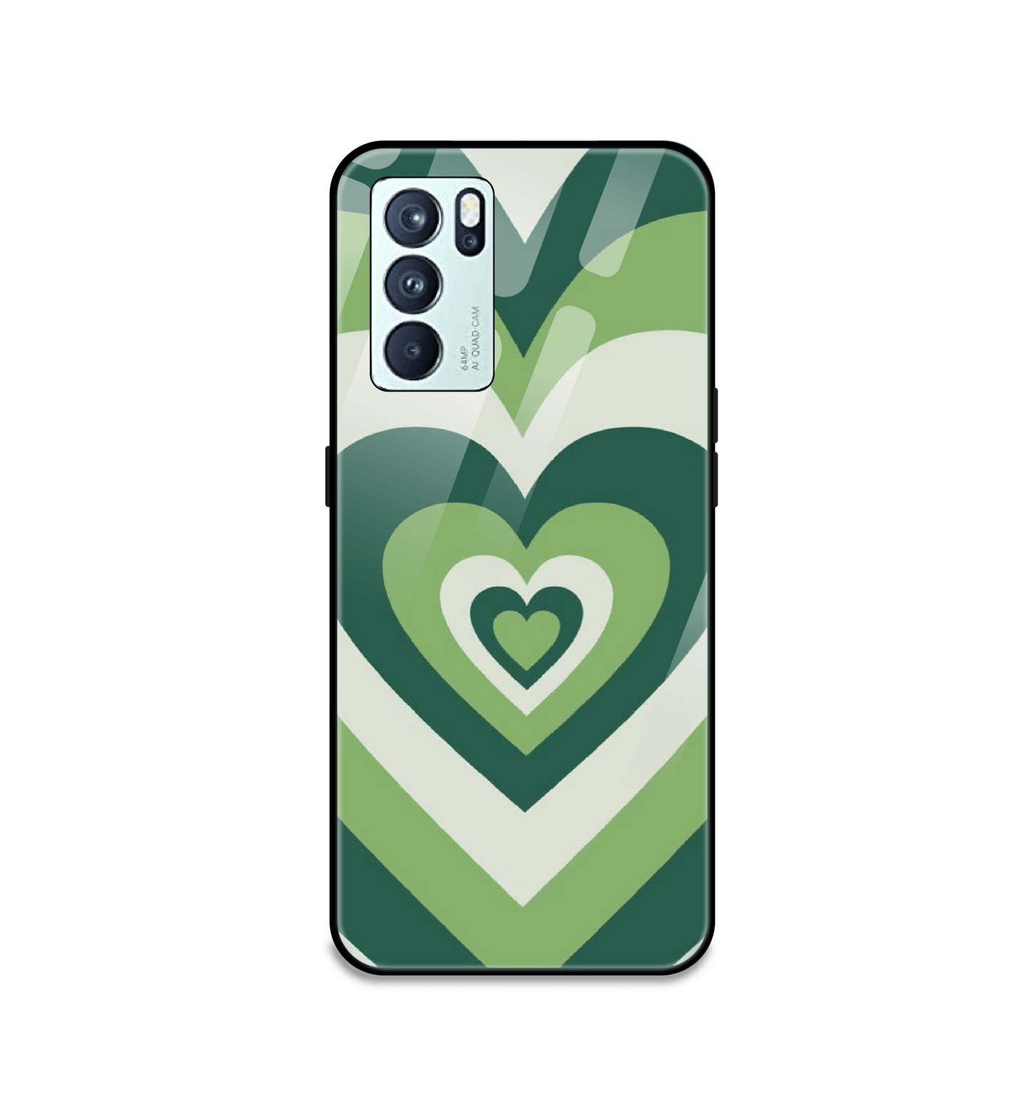 Dark Green Hearts - Glass Case For Oppo Models