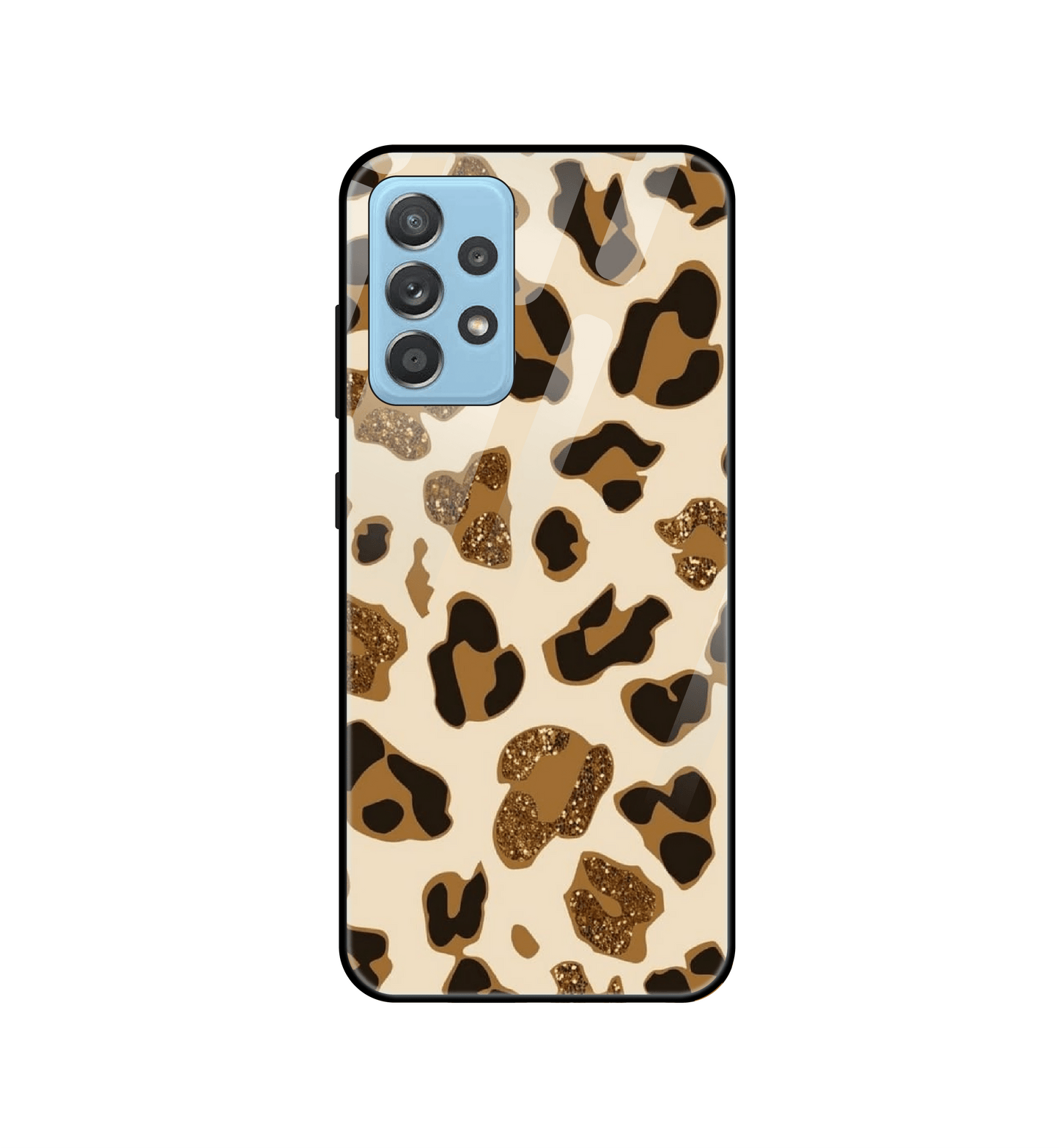 Leopard Glitter Print - Glass Case For Samsung Models