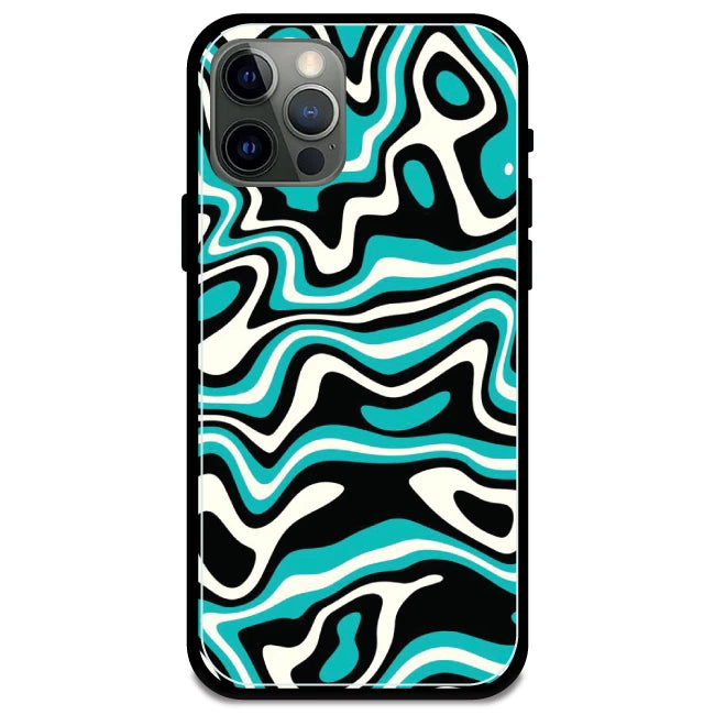 Blue & Black Waves - Armor Case For Apple iPhone Models Iphone 12 Pro Max