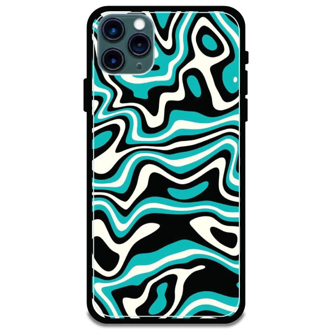 Blue & Black Waves - Armor Case For Apple iPhone Models Iphone 11 Pro