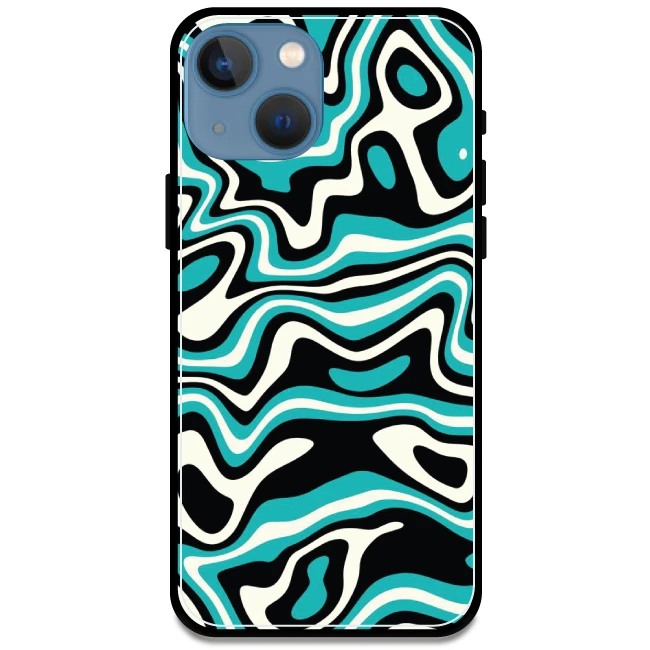 Blue & Black Waves - Armor Case For Apple iPhone Models Iphone 13 Mini