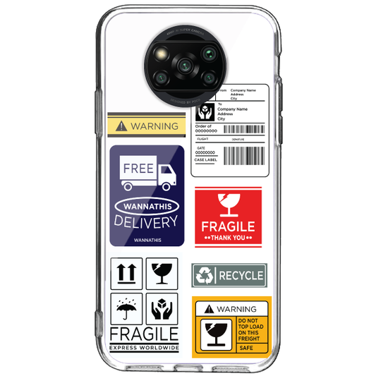 Caution Labels - Clear Printed Case For Poco Models