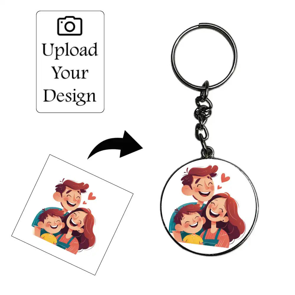 Customize Your Own Keychain – Personalized Double-Sided Printed Keychain Circle Silver