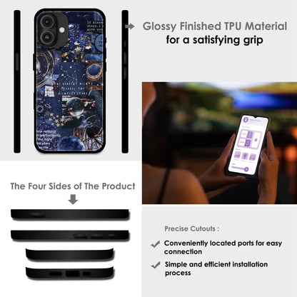 'Galaxy Dreamscape - Glossy Metal Silicone Case For Apple iPhone Infographic