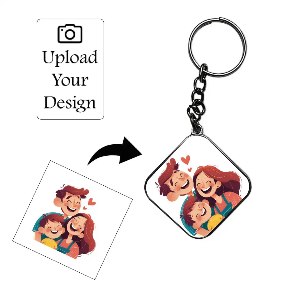 Customize Your Own Keychain – Personalized Double-Sided Printed Keychain Silver Square