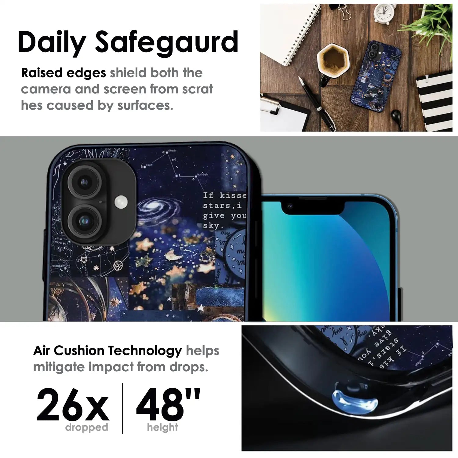 'Galaxy Dreamscape - Glossy Metal Silicone Case For Apple iPhone Infographic