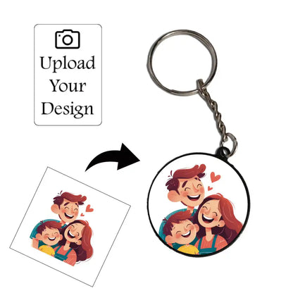 Customize Your Own Keychain – Personalized Double-Sided Printed Circle Keychain Black