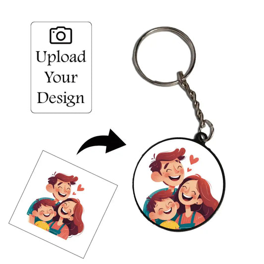 Customize Your Own Keychain – Personalized Double-Sided Printed Circle Keychain Black