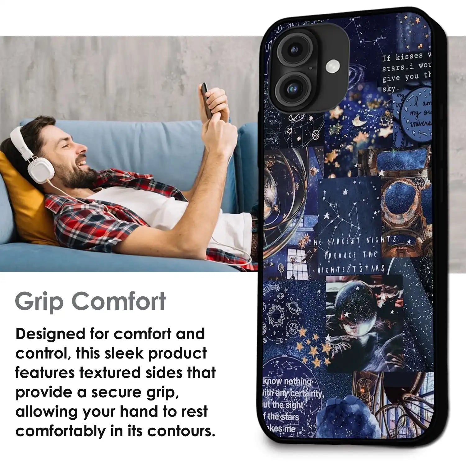 'Galaxy Dreamscape - Glossy Metal Silicone Case For Apple iPhone Infographic