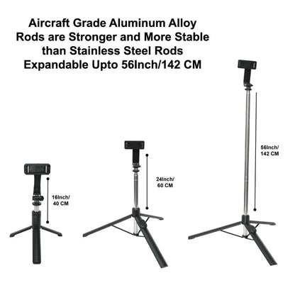 Selfie Stick With Tripod Stand - Upto 5FT