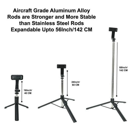 Selfie Stick With Tripod Stand - Upto 5FT