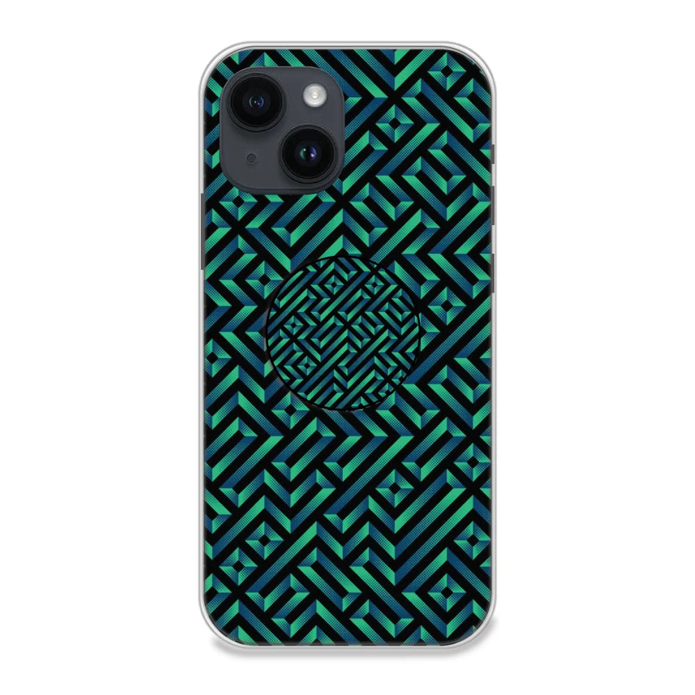 Green Mosiac Art - Silicone Grip Case For Apple iPhone Models iPhone 14
