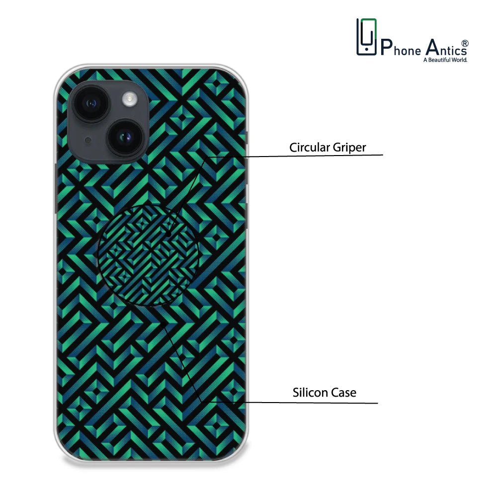 Green Mosiac Art - Silicone Grip Case For Apple iPhone Models iPhone 14 infographic