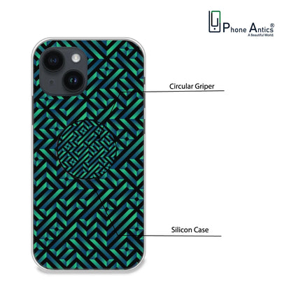 Green Mosiac Art - Silicone Grip Case For Apple iPhone Models iPhone 14 infographic