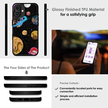 'Cosmic Swirl Galaxy - Glossy Metal Silicone Case For Apple iPhone Infographic