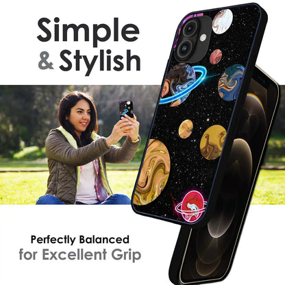 'Cosmic Swirl Galaxy - Glossy Metal Silicone Case For Apple iPhone Infographic