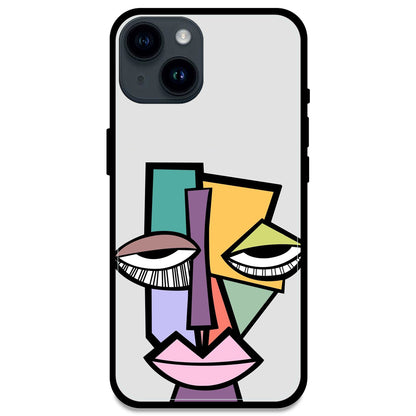 Abstract Face - Glossy Metal Silicone Case For Apple iPhone Models