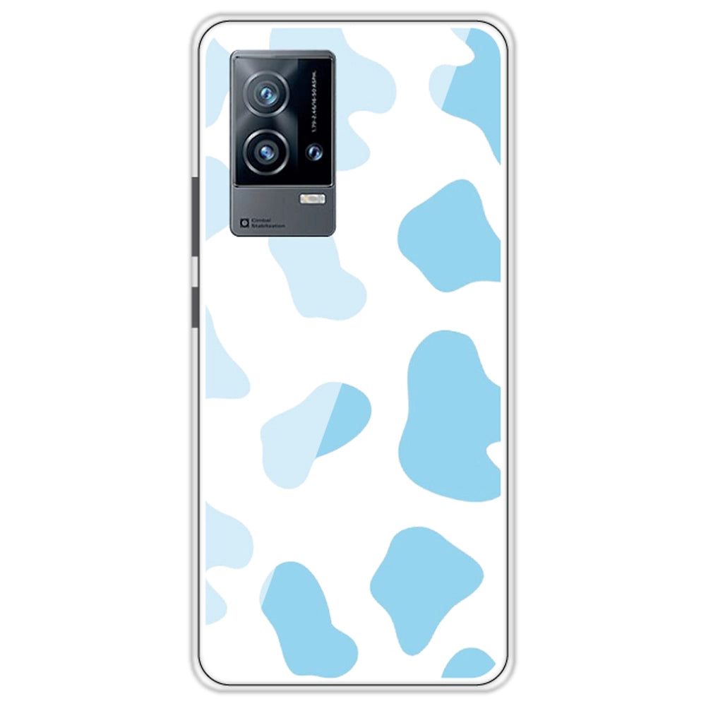 Blue Cow Print - Clear Printed Silicone Case For iQOO Models