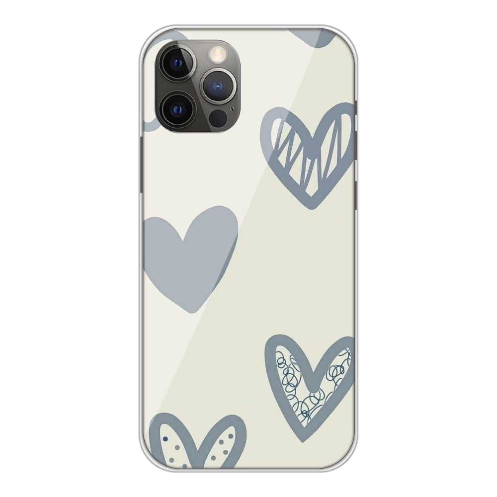Light Blue Hearts - Silicone Case For Apple iPhone Models apple iphone 12 pro 