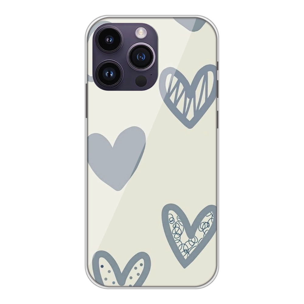 Light Blue Hearts - Silicone Case For Apple iPhone Models apple iphone 14 pro max