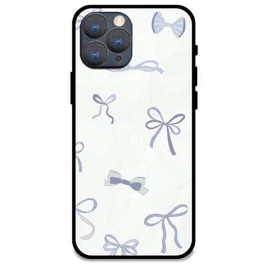 Blue Bows - Glossy Metal Silicone Case For Apple iPhone Models