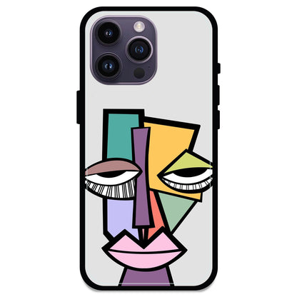 Abstract Face - Glossy Metal Silicone Case For Apple iPhone Models