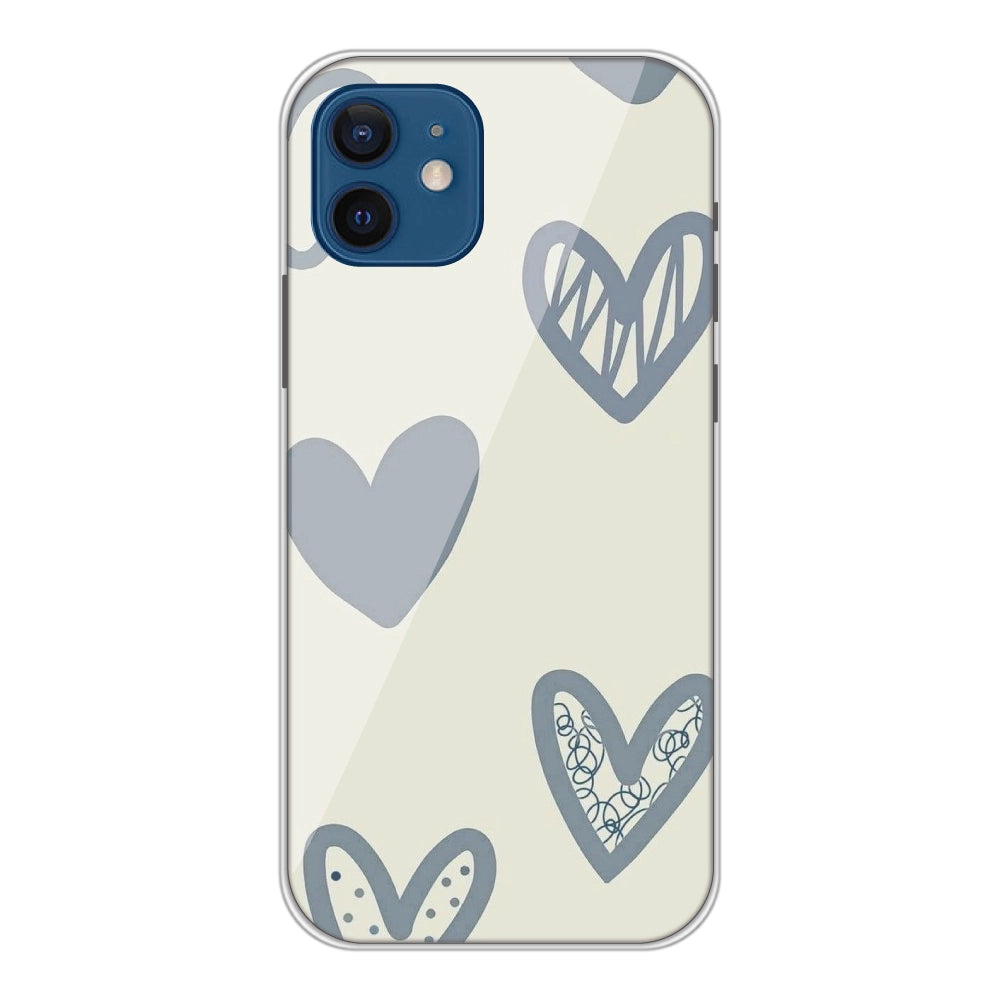 Light Blue Hearts - Silicone Case For Apple iPhone Models Apple iPhone 12