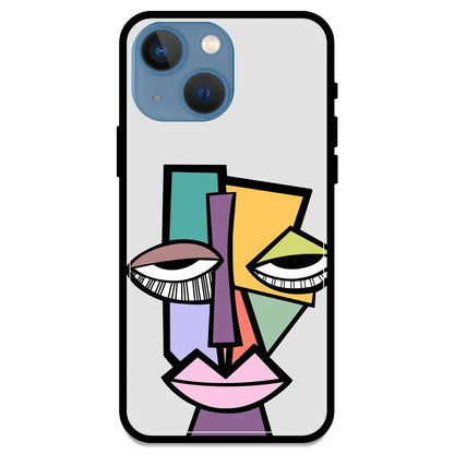 Abstract Face - Glossy Metal Silicone Case For Apple iPhone Models