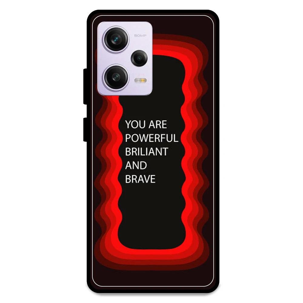 'You Are Powerful, Brilliant & Brave' - Red Armor Case For Redmi Models Redmi Note 12 Pro