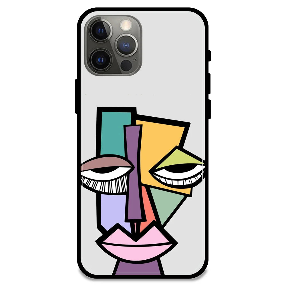 Abstract Face - Glossy Metal Silicone Case For Apple iPhone Models