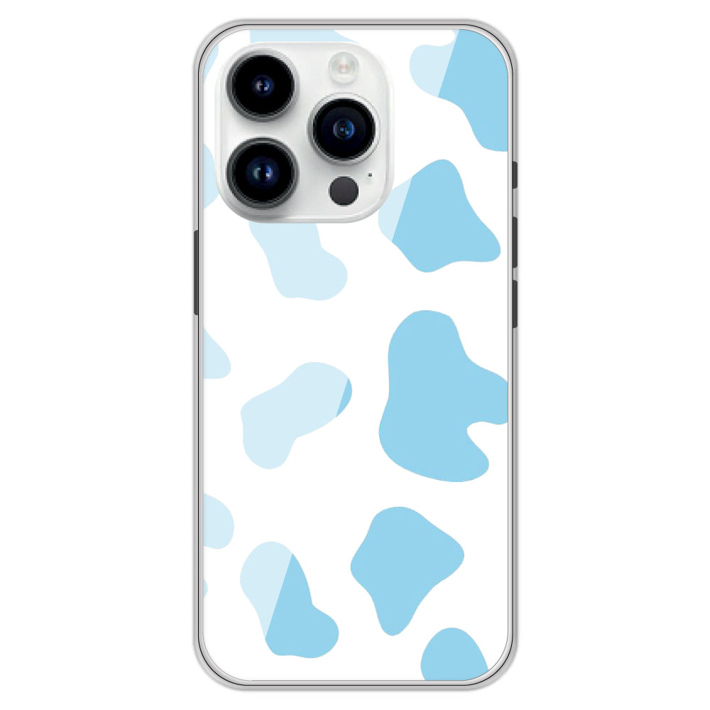Blue Cow Print - Clear Printed Case For Apple iPhone Models