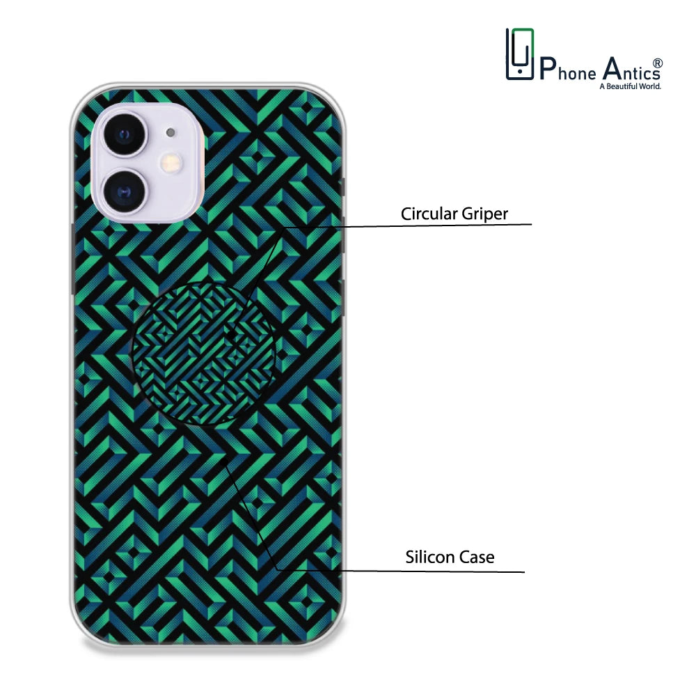 Green Mosiac Art - Silicone Grip Case For Apple iPhone Models iPhone 11 infographic