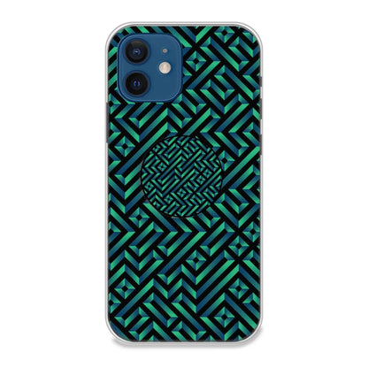 Green Mosiac Art - Silicone Grip Case For Apple iPhone Models iPhone 12