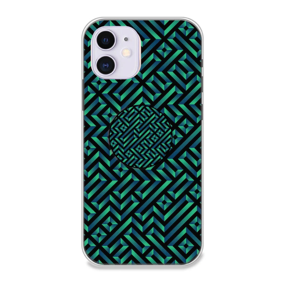 Green Mosiac Art - Silicone Grip Case For Apple iPhone Models iPhone 11