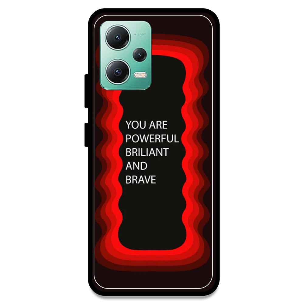 'You Are Powerful, Brilliant & Brave' - Red Armor Case For Redmi Models Redmi Note 12