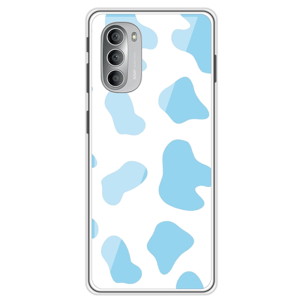 Blue Cow Print Clear Printed Silicone Case For Motorola Models