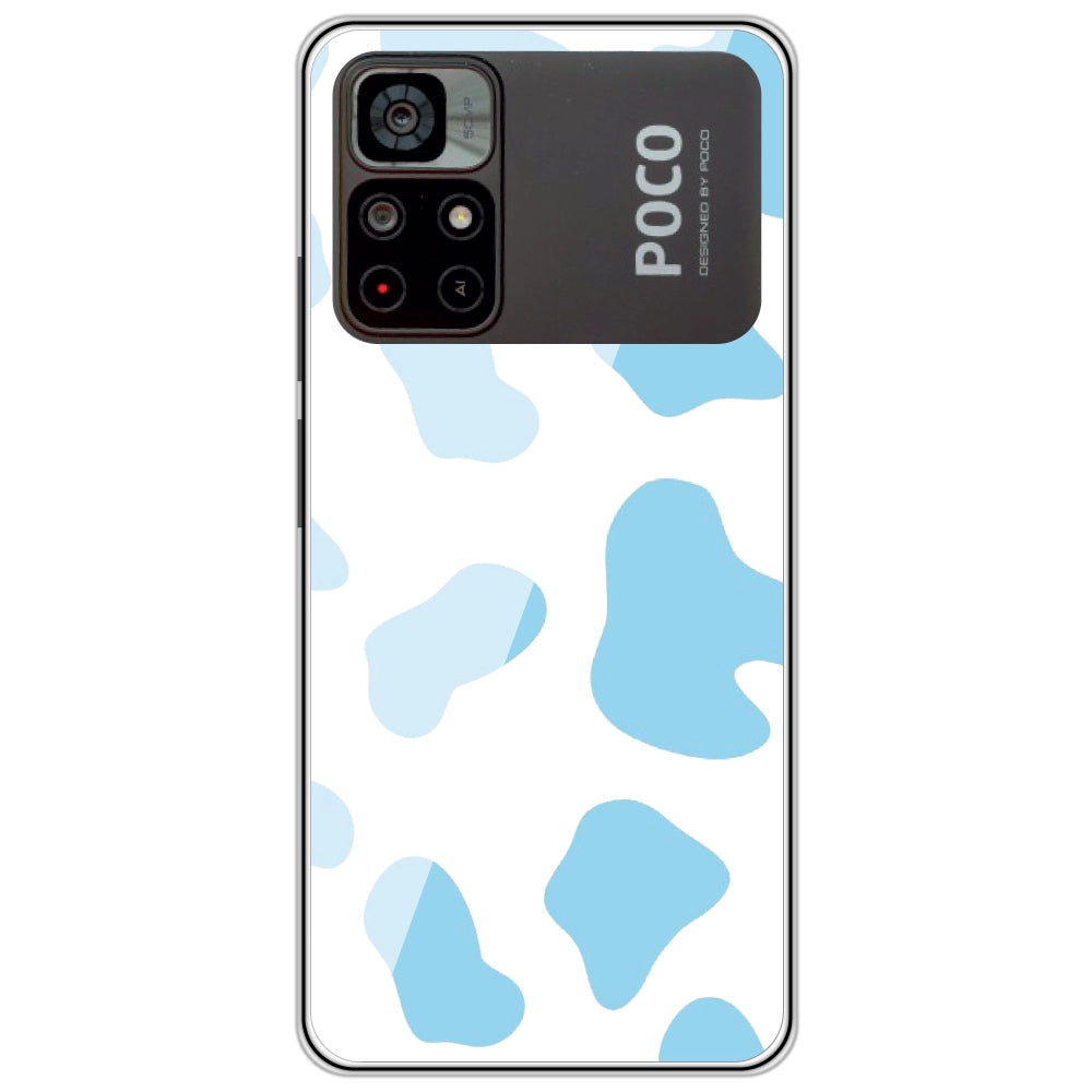 Blue Cow Print - Clear Printed Silicone Case For Poco Models